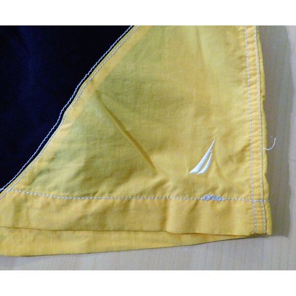 Nautica Swim Shorts XL Blue Yellow Elastic Waist Mesh Lining Drawstring NEW - Picture 2 of 4